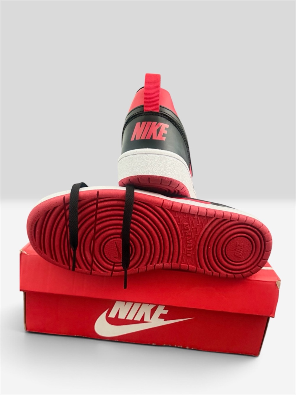 Nike Men’s Low-Top Sneakers in Black & Red